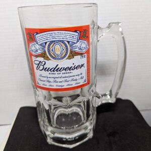 Year 2000 Vintage Official Budweiser Heavy Glass Beer Mug/ Stein 32oz 8" Tall